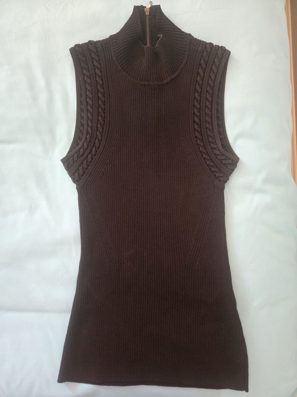 White House Black Market Black Sleeveless Turtleneck Ribbed Sweater